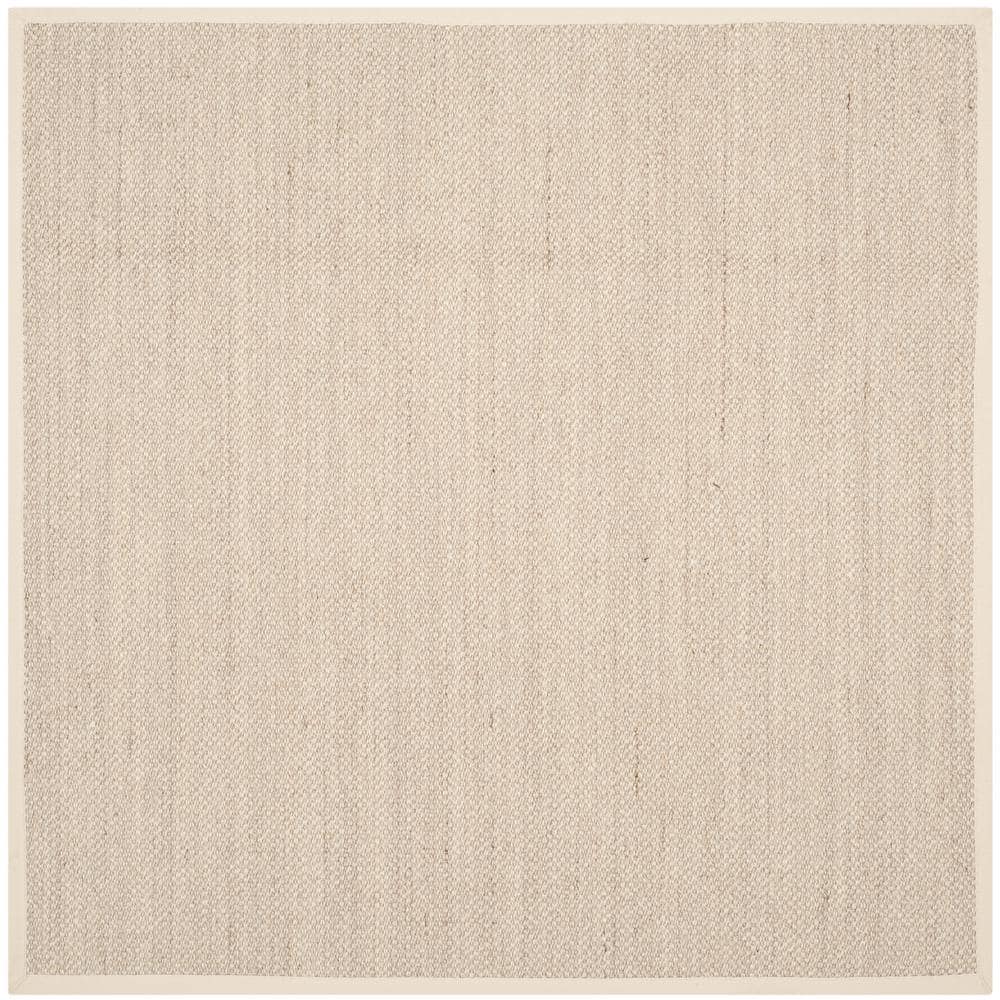 Marble Beige 9' Square Handwoven Cotton Area Rug