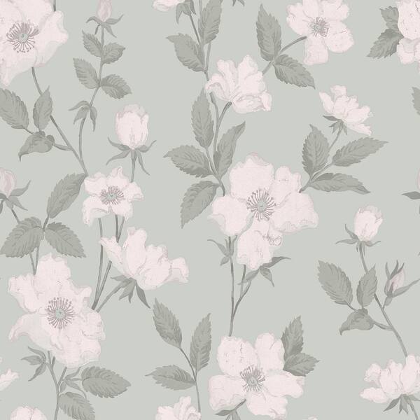 Laura Ashley Fleurir Smoke Green Removable Wallpaper Sample