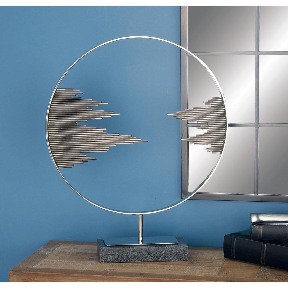 Contemporary Black Stainless Steel Geometric Statue, 19" x 23"