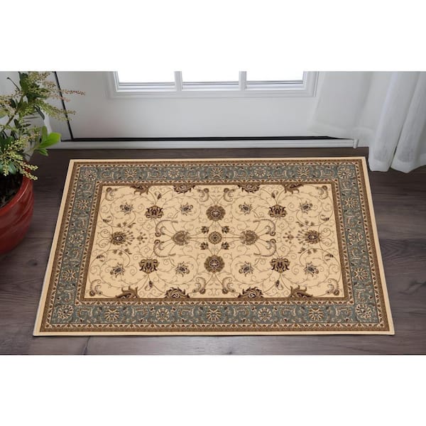 2 ft. x 4 ft. Beige And Black Oriental Area Rug