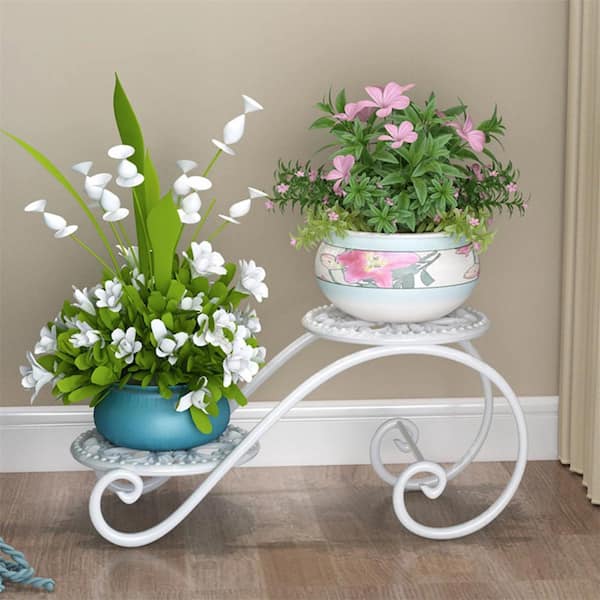 2-Tier Metal Plant Stand Potted Flower Pot Stand, Heavy Duty Iron Planter  Shelves Rack Anti-Rust Kits and Accessories PU5QYG - The Home Depot