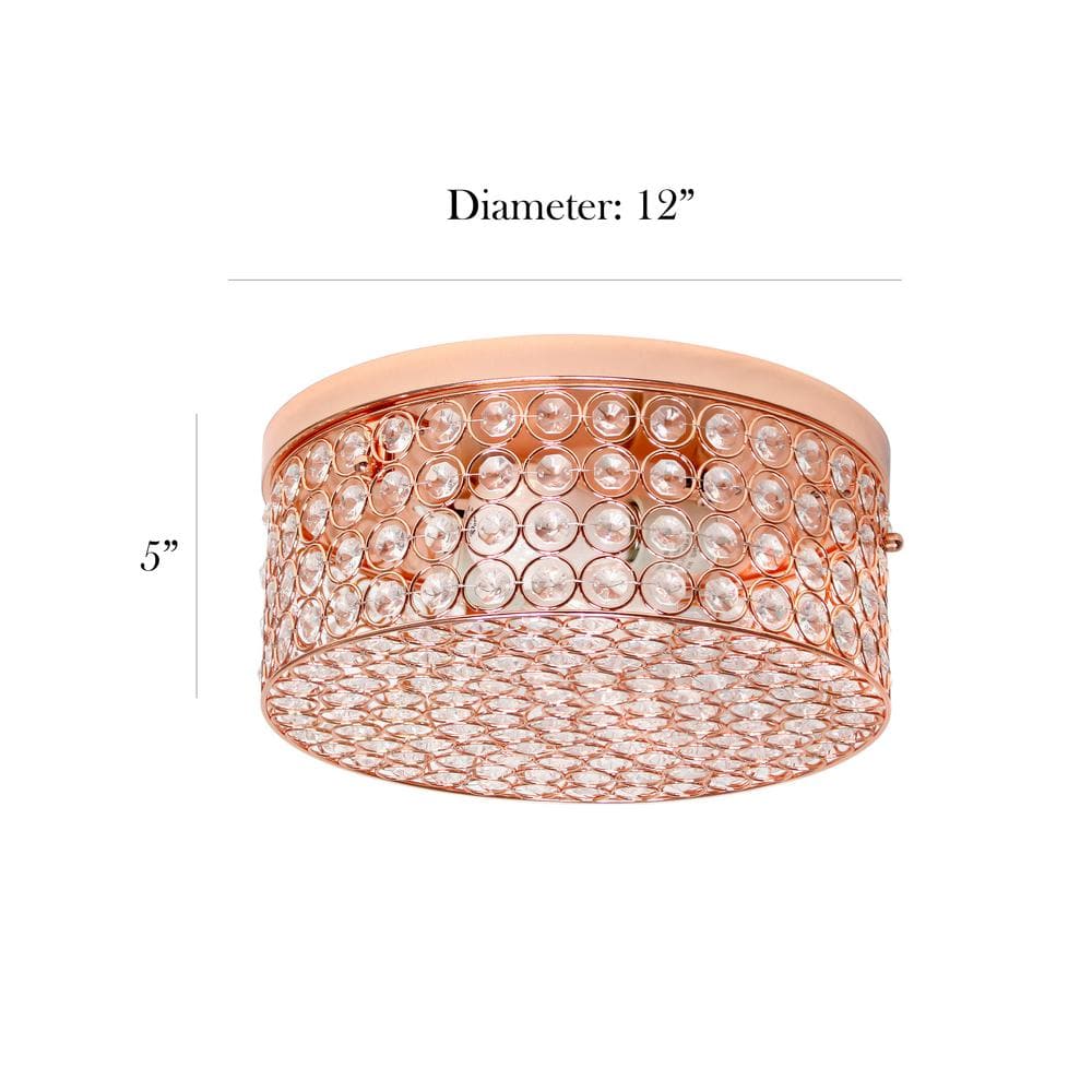 Elipse 12" Rose Gold Crystal Flush Mount Ceiling Light