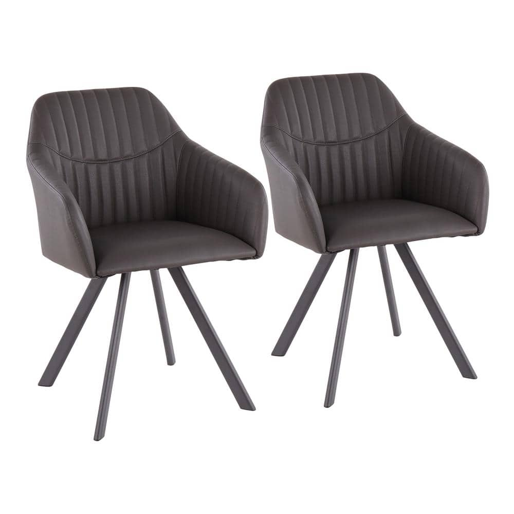 charcoal faux leather dining chairs