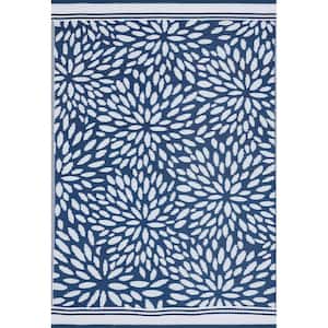 Sunset Floral Navy 9 ft. x 12 ft. Indoor/Outdoor Area Rug