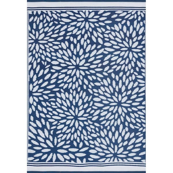 Sunset Floral Navy 9 ft. x 12 ft. Indoor/Outdoor Area Rug