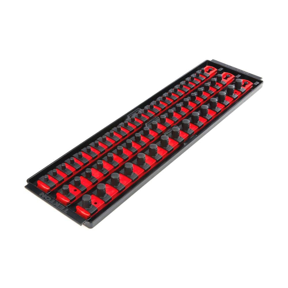 TEKTON 1/4, 3/8 in., 1/2 in. Drive Socket Rails and 18 in. Tray, Red
