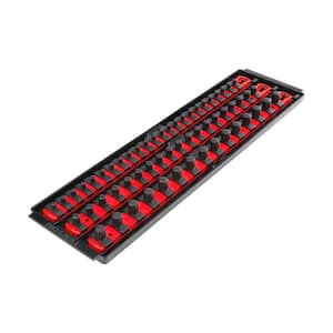 1/4, 3/8 in., 1/2 in. Drive Socket Rails and 18 in. Tray, Red