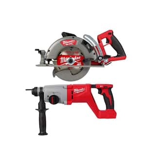 M18 FUEL 18V Lithium-Ion Cordless 7-1/4 in. Rear Handle Circular Saw w/1 in. SDS Plus Rotary Hammer