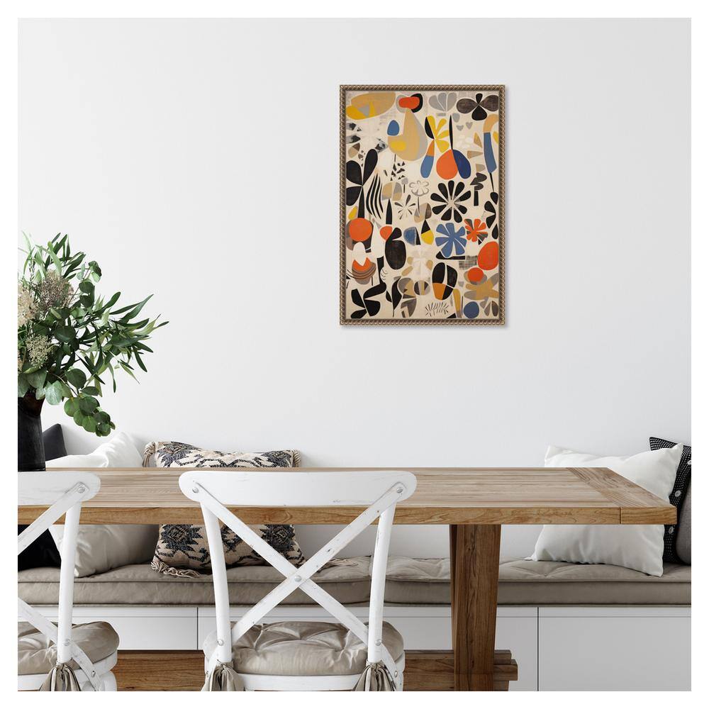 Botanical Selection Abstract Canvas Wall Art with Bronze Frame
