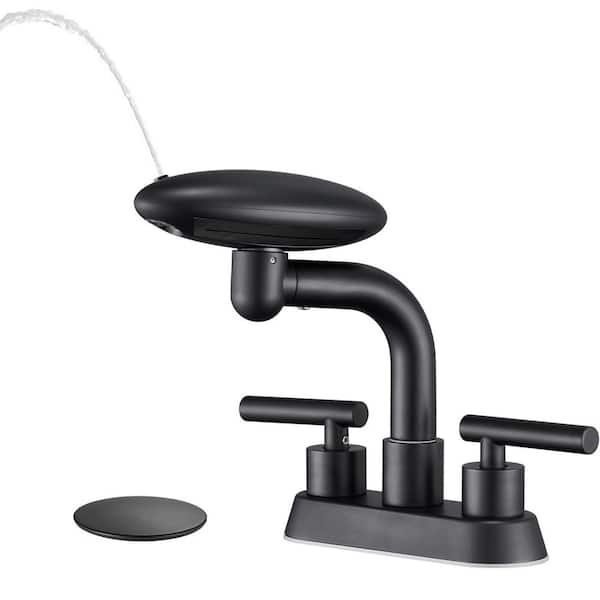 1-Piece Bathroom Sink Faucet with 4 Water Outlet Modes in Matte Black, 360° Swivel Spout and Pop-Up Drain