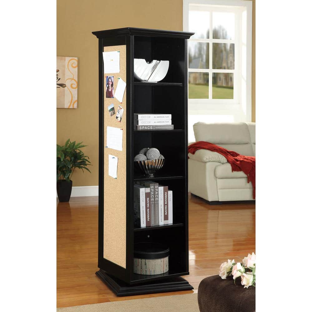 Black Swivel Cabinet with Mirror and Cork Board