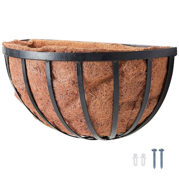 Solstice 16 in. Black Metal Coconut Wall Planter
