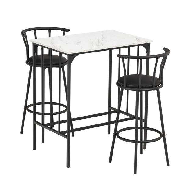 3-Piece Metal Wood Outdoor Bistro Set WW29538705 - The Home Depot