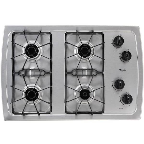 Whirlpool 30 in. Gas Cooktop in Stainless Steel with 4 Burners