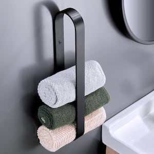 Square 15.7 in. Wall Mounted Towel Bar in Matte Black