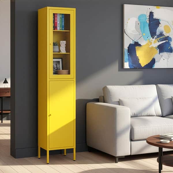 Glamour Home Aviva Yellow 71 in. Office Storage Cabinet with 4 Shelves