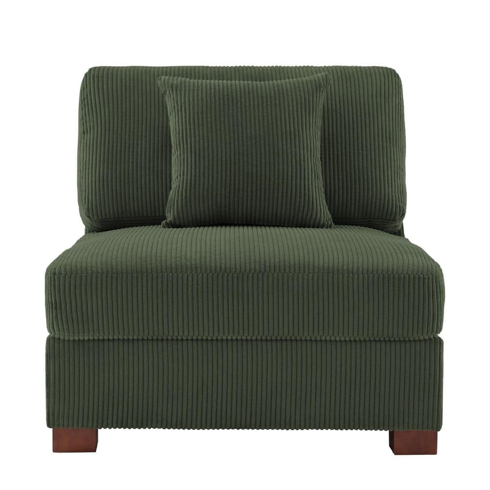 36 in. Green Rectangle Corduroy Polyester Sectional Center Armless 1-Seat Sofa with One Pillow price history on PriceWatchPro