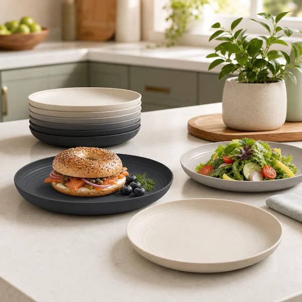 Numhew GreyStone 9 in. Deep Dinner Plates Set of 8 Alternative