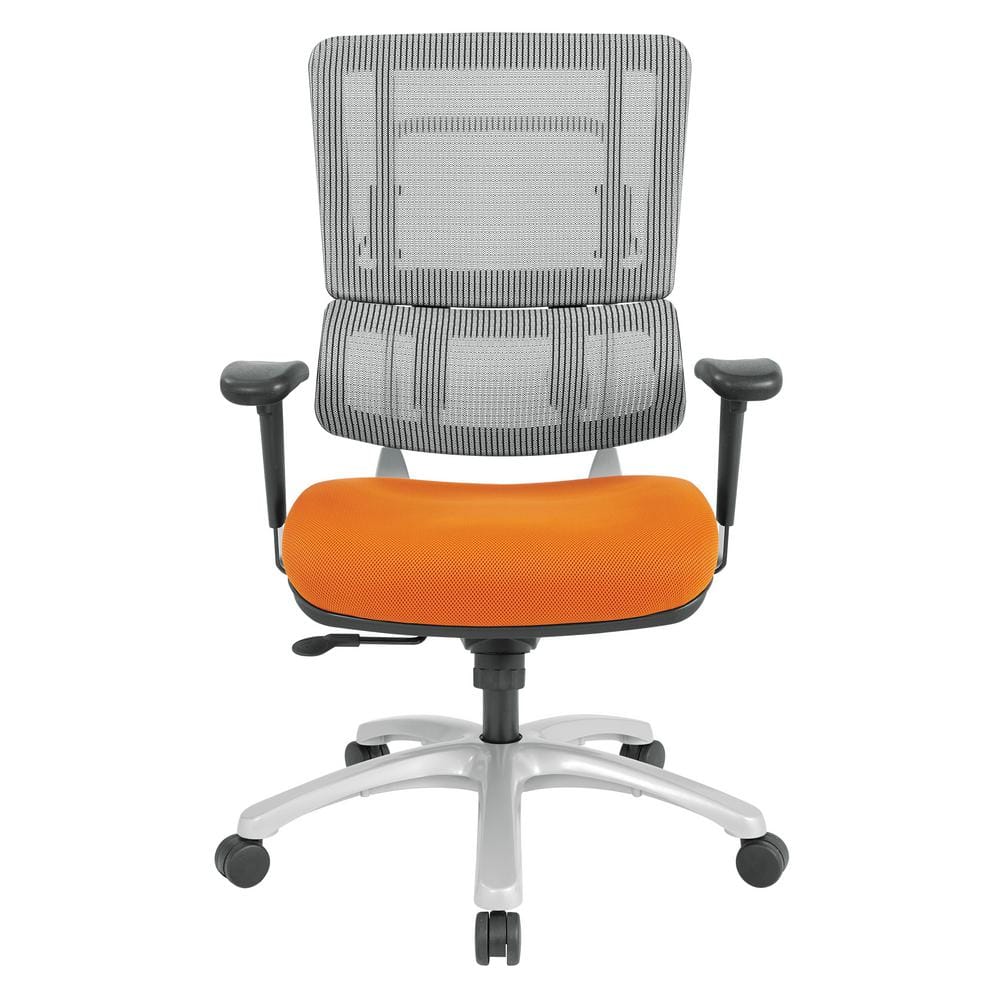 Office Star Products Vertical Grey Mesh Back Chair with Silver Base  99666S-18 - The Home Depot