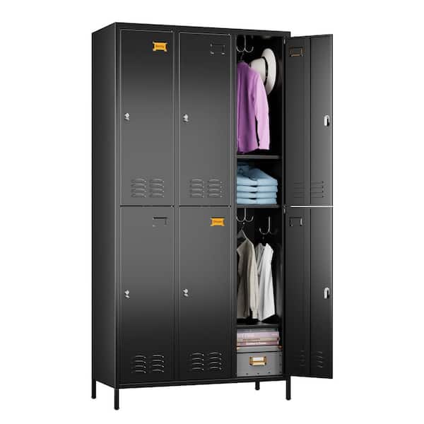 35.43 in. W x 72 in. H x 15.7 in. D Lockable Freestanding Cabinets with 6-doors for School, Gym and Home in Black