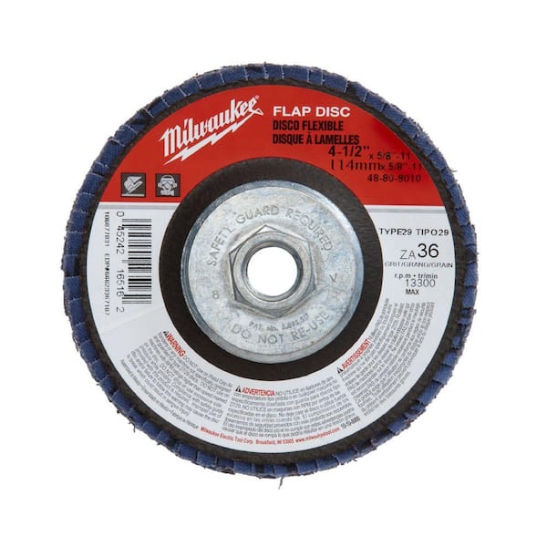 Milwaukee 4-1/2 in. x 5/8 in.-11 in. 36-Grit Flap Disc (Type 29)