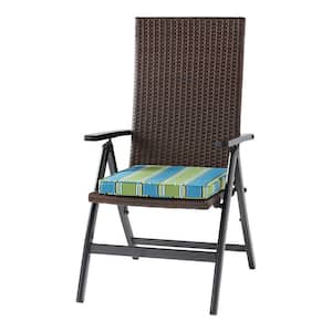 Wicker Outdoor PE Foldable Reclining Chair with Cayman Stripe Seat Cushion
