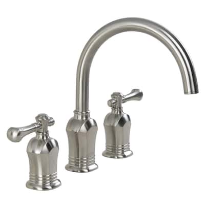 Verdanza 2-Handle Deck-Mount High-Arc Roman Tub Set in Brushed Nickel