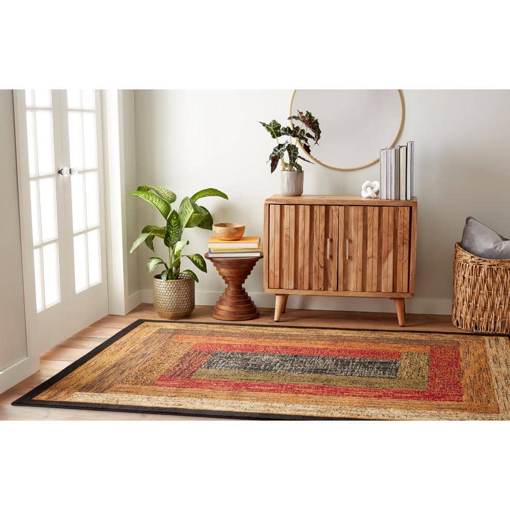 Reversible Tufted Geometric Black Synthetic 93'' Area Rug