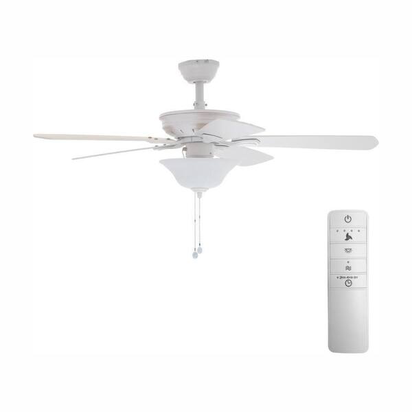 Hampton Bay Wellston 44 in. LED Matte White Smart Ceiling Fan with Light Kit and WINK Remote Control