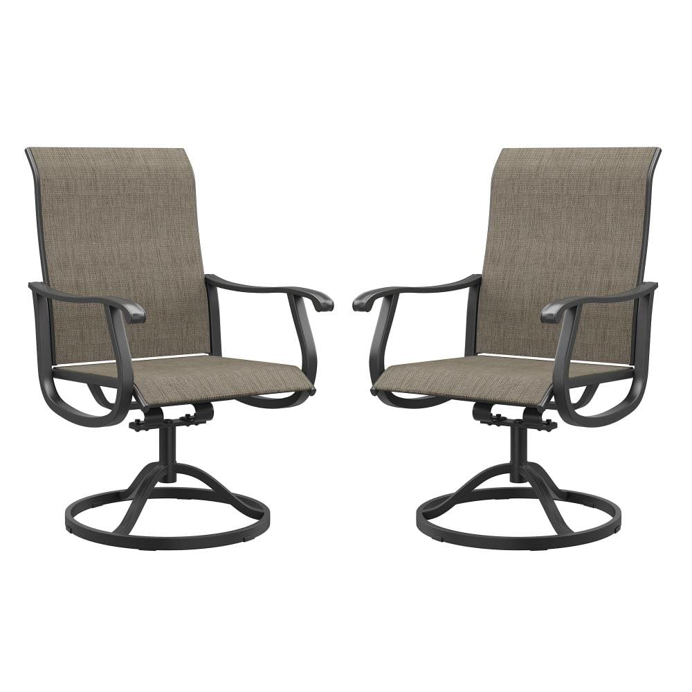 Brown Swivel Textilene Metal Outdoor Dining Chairs Set of 2, 360° Swivel  Patio Dining Chairs for Outdoor Use price history on PriceWatchPro
