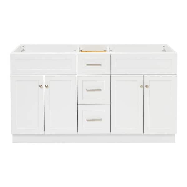 ARIEL Hamlet 60 in. W x 21.5 in. D x 34.5 in. H . Bath Vanity Cabinet without Top in White