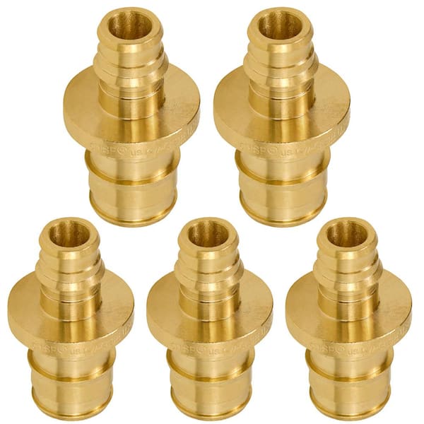 PLUMBFLEX 1/2 in. x 3/8 in. 90-Degree PEX A Expansion PEX Reducing Coupling, Lead Free Brass for Use in PEX A-Tubing (Pack of 5)