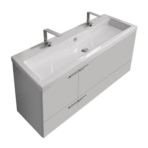 New Space 47 in. W x 17.7 in. D x 23.8 in. H Bathroom Vanity in Glossy White with Ceramic Vanity Top and Basin in White