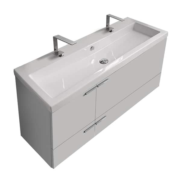 Nameeks New Space 47 in. W x 17.7 in. D x 23.8 in. H Bathroom Vanity in Glossy White with Ceramic Vanity Top and Basin in White