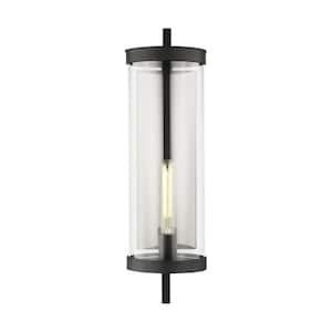 Eastham 7 in. W x 24 in. H Textured Black Outdoor Hardwired Dimmable Large Wall Lantern Sconce with No Bulbs Included