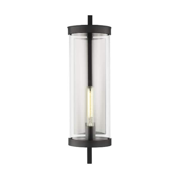 Generation Lighting Eastham 7 in. W x 24 in. H Textured Black Outdoor Hardwired Dimmable Large Wall Lantern Sconce with No Bulbs Included