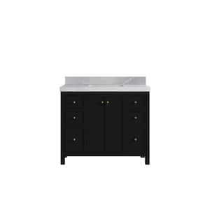 Chicago 42 in. W x 22 in. D x 36 in. H Single Sink Bath Vanity in Black with 2" Pearl Light Gray Qt. Top