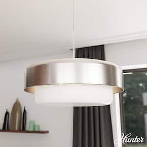 Station 4-Light Brushed Nickel Shaded Pendant Light with Cased White Glass Shade