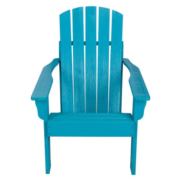 Shine Company 36.25 in H Aqua Wooden Indoor/Outdoor Mid-Century Modern Adirondack Chair with HYDRO-TEX Finish