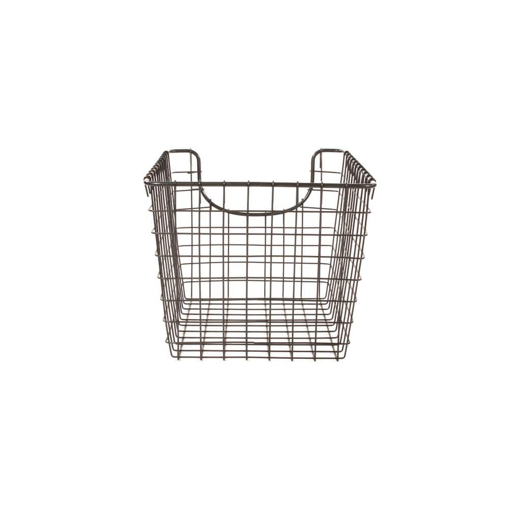Vintage Chic Scoop Wire Storage Basket 10.4" Industrial Gray