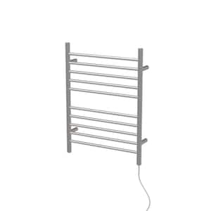 Bunpeony 23.5 x 36 in. 8-Bar Electric Plug-In Wall-Mounted Towel Warmer Drying Rack in Silver ZMCT073