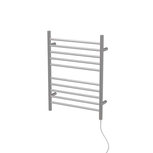 Amba Radiant Straight 10-Bar Plug-In Electric Towel Warmer in Polished Stainless Steel