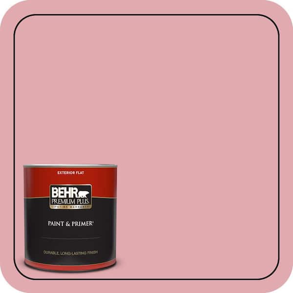 BEHR PREMIUM PLUS 1 qt. #130C-3 Raspberry Lemonade Flat Exterior Paint & Primer