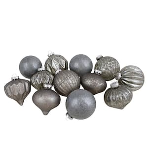 Neutral T1 Finial and Glass Ball Christmas Ornaments Set of 12