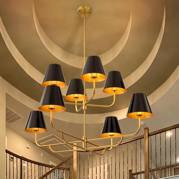 Rennnsan Amelia 8-Light Modern Black 2-Tiered Luxury Chandelier