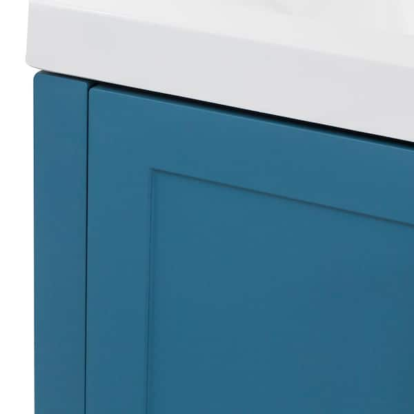 Diamond NOW Cassidy 48-in Admiral Blue Single Sink Bathroom Vanity with  White Cultured Marble Top