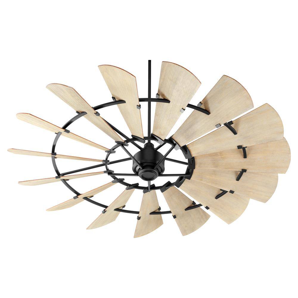 Noir and Weathered Oak 72" 15-Blade Ceiling Fan