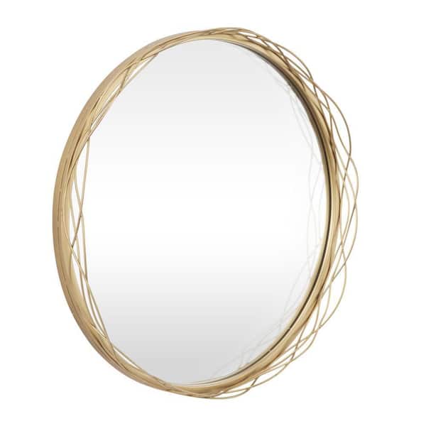 24 in. x 24 in. Round Framed Gold Wall Mirror