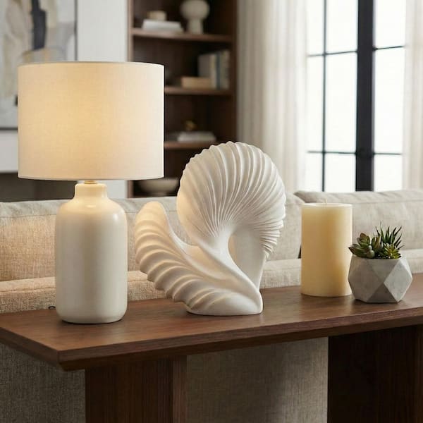 White 14 in. x 14.25 in. Resin Decorative Shell Sculpture