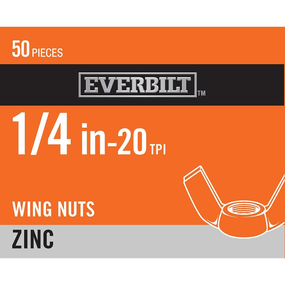 Everbilt 1/4 in.20 Zinc Plated Wing Nut (50Pack) 800322 The Home Depot